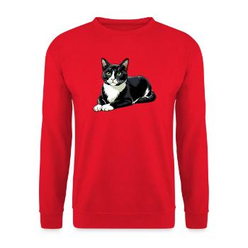 Tuxedo-Katzen-Legen - Unisex Pullover - Rot - Vorne - Alina (178cm) & Michal (187cm)