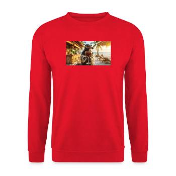 Ameisenbär mixt sein Lieblingsfeiertagsgetränk - Unisex Pullover - Rot - Vorne - Alina (178cm) & Michal (187cm)