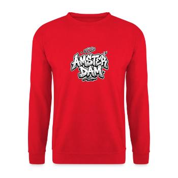 Amsterdam Graffiti - Unisex Pullover - Rot - Vorne - Alina (178cm) & Michal (187cm)