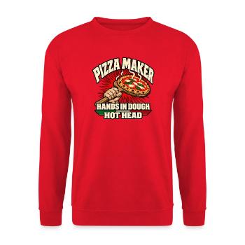 Pizzamacher, Hände im Teig, heißer Kopf - Unisex Pullover - Rot - Vorne - Alina (178cm) & Michal (187cm)