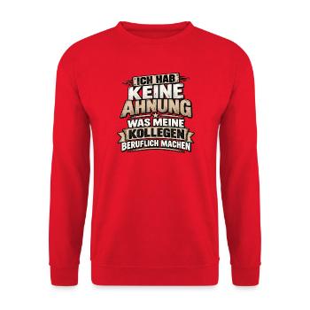 Keine Ahnung was Kollegen tun - Unisex Pullover - Rot - Vorne - Alina (178cm) & Michal (187cm)