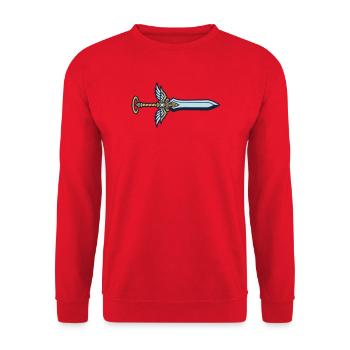 Schwert Engelsfluegel Wappen - Unisex Pullover - Rot - Vorne - Alina (178cm) & Michal (187cm)