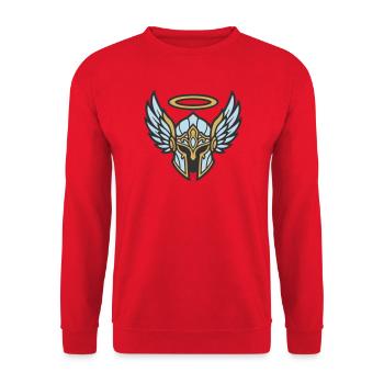 Engel Ritterhelm Wappen - Unisex Pullover - Rot - Vorne - Alina (178cm) & Michal (187cm)