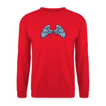 Engelsfluegel Schwingen Grafik - Unisex Pullover - Rot - Vorne - Alina (178cm) & Michal (187cm)
