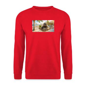 Trägheit nimmt die Happy Hour schön und langsam - Unisex Pullover - Rot - Vorne - Alina (178cm) & Michal (187cm)