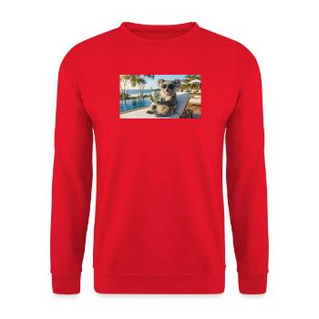 Koala genießt Eukalyptus bei der Happy Hour - Unisex Pullover - Rot - Vorne - Alina (178cm) & Michal (187cm)