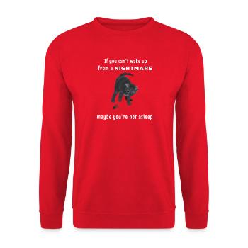 If you can't wake up from a nightmare - Katze - Unisex Pullover - Rot - Vorne - Alina (178cm) & Michal (187cm)