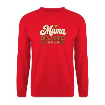 Mama des Jahres Geschenk zum Muttertag Retro - Unisex Pullover - Rot - Vorne - Alina (178cm) & Michal (187cm)