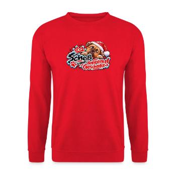 Santa Hund gegen Doppelgeschenke - Unisex Pullover - Rot - Vorne - Alina (178cm) & Michal (187cm)