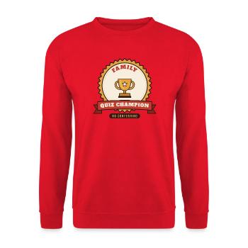 Familien-Weihnachtsquiz-Champion - Unisex Pullover - Rot - Vorne - Alina (178cm) & Michal (187cm)
