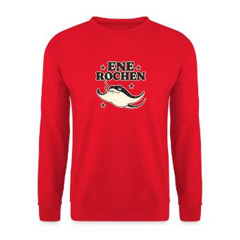 Rochen mit Pfeife im Retrolook - Unisex Pullover - Rot - Vorne - Alina (178cm) & Michal (187cm)
