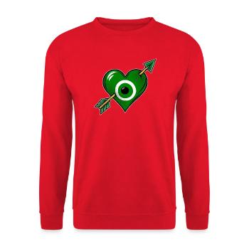 Nazarherz im Pop-Art-Stil Grün - Unisex Pullover - Rot - Vorne - Alina (178cm) & Michal (187cm)