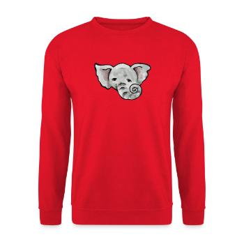 Aquarell Elefantenkopf - Unisex Pullover - Rot - Vorne - Alina (178cm) & Michal (187cm)