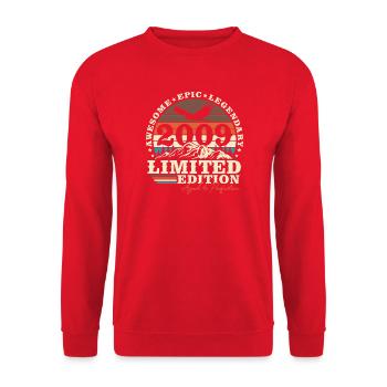Original 2009 Jahrgang Vintage Geburtstag Geschenk - Unisex Pullover - Rot - Vorne - Alina (178cm) & Michal (187cm)