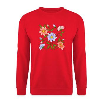 Blumen - Unisex Pullover - Rot - Vorne - Alina (178cm) & Michal (187cm)