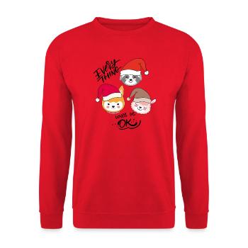 Weihnachtstrio mit Hüten - Unisex Pullover - Rot - Vorne - Alina (178cm) & Michal (187cm)