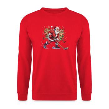 Weihnachtsmann spielt Eishockey - Unisex Pullover - Rot - Vorne - Alina (178cm) & Michal (187cm)