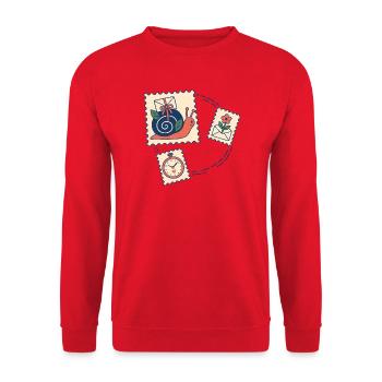 Snail Gift Stamp Art Art Zeit und Post - Unisex Pullover - Rot - Vorne - Alina (178cm) & Michal (187cm)