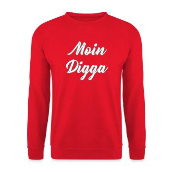 Moin Digga - Unisex Pullover - Rot - Vorne - Alina (178cm) & Michal (187cm)