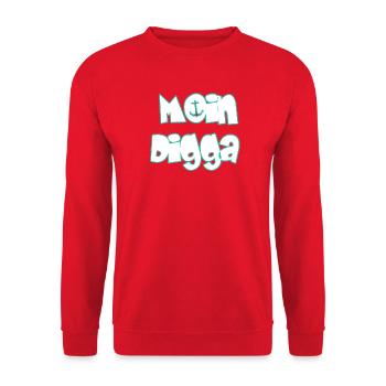 Moin Digga  - Unisex Pullover - Rot - Vorne - Alina (178cm) & Michal (187cm)