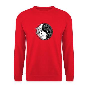 Koi-Drache Yin-Yang-Kreis - Unisex Pullover - Rot - Vorne - Alina (178cm) & Michal (187cm)