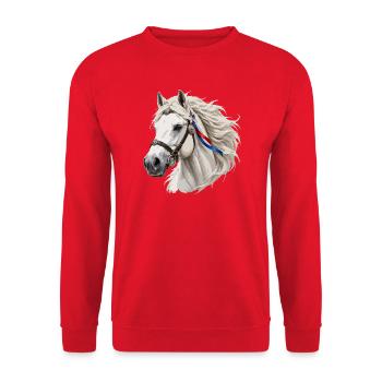 Camargue-Pferd - Unisex Pullover - Rot - Vorne - Alina (178cm) & Michal (187cm)