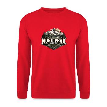 Nord Peak Gesellschaft Logo - Unisex Pullover - Rot - Vorne - Alina (178cm) & Michal (187cm)