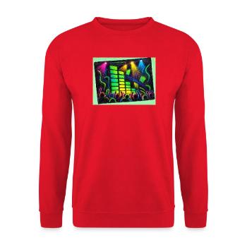 Bunte Disco-Vibes - Unisex Pullover - Rot - Vorne - Alina (178cm) & Michal (187cm)