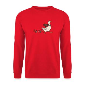Weihnachtsgans Lichterkette Gans Weihnachten - Unisex Pullover - Rot - Vorne - Alina (178cm) & Michal (187cm)