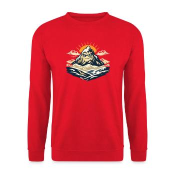 Wütender Berg bei Sonnenaufgang - Unisex Pullover - Rot - Vorne - Alina (178cm) & Michal (187cm)