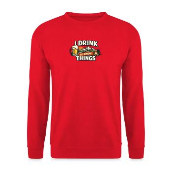 Bierberge Lagerfeuer Grafik - Unisex Pullover - Rot - Vorne - Alina (178cm) & Michal (187cm)
