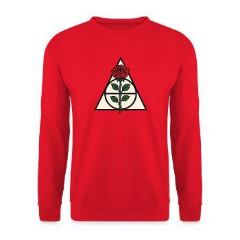 Alchemie Dreieck mit Rose T-Shirt Design - Unisex Pullover - Rot - Vorne - Alina (178cm) & Michal (187cm)