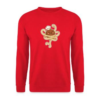 Tanzende Spaghetti mit Fleischbällchen T-Shirt - Unisex Pullover - Rot - Vorne - Alina (178cm) & Michal (187cm)