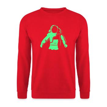 Astronaut Neon Aufdruck - Unisex Pullover - Rot - Vorne - Alina (178cm) & Michal (187cm)