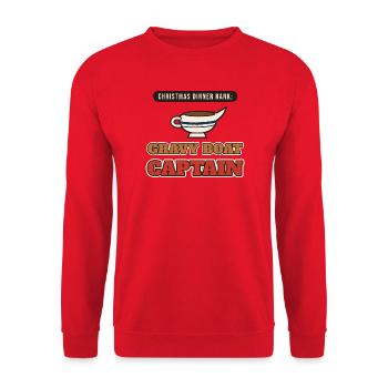 Weihnachtsessen-Rang: Gravy Boat Kapitän - Unisex Pullover - Rot - Vorne - Alina (178cm) & Michal (187cm)