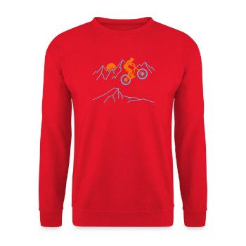 Mountainbike-Sprung Sunset Extreme Cycling Tee - Unisex Pullover - Rot - Vorne - Alina (178cm) & Michal (187cm)