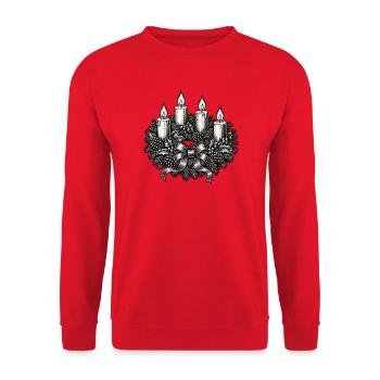 Adventskranz Schwarz Weiß Illustration - Unisex Pullover - Rot - Vorne - Alina (178cm) & Michal (187cm)