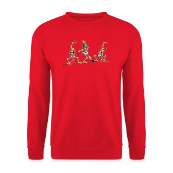 Vintage-Halloween-Tänzer-Skelette - Unisex Pullover - Rot - Vorne - Alina (178cm) & Michal (187cm)