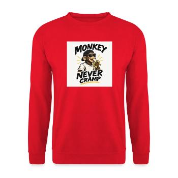 Mokey never cramps - Unisex Pullover - Rot - Vorne - Alina (178cm) & Michal (187cm)