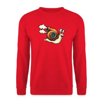 Turbo-Schnecken-Zeichentrickmotor - Unisex Pullover - Rot - Vorne - Alina (178cm) & Michal (187cm)
