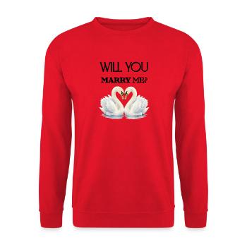 Will you marry me Heiratsantrag süße Geschenkidee  - Unisex Pullover - Rot - Vorne - Alina (178cm) & Michal (187cm)