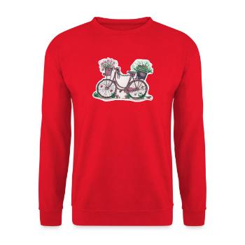 rosa Fahrrad mit Blumen - Unisex Pullover - Rot - Vorne - Alina (178cm) & Michal (187cm)