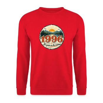 1996 Jubiläum oder Geburtstag: 30 Jahre, 1996 Jahr - Unisex Pullover - Rot - Vorne - Alina (178cm) & Michal (187cm)