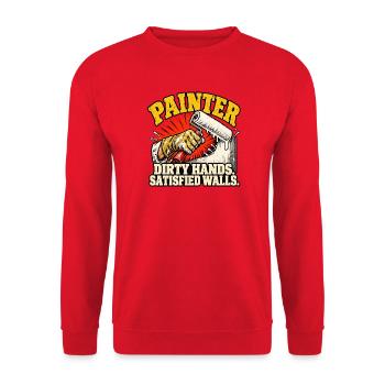 Maler schmutzige Hände zufriedene Wände - Unisex Pullover - Rot - Vorne - Alina (178cm) & Michal (187cm)