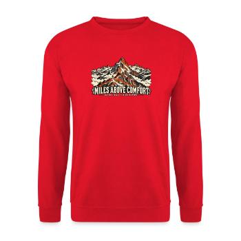 Miles Above Comfort – Alpine Trailrunning - Unisex Pullover - Rot - Vorne - Alina (178cm) & Michal (187cm)