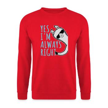Yes, I'm Always Right Sarkasmus Lama Sonnenbrille - Unisex Pullover - Rot - Vorne - Alina (178cm) & Michal (187cm)