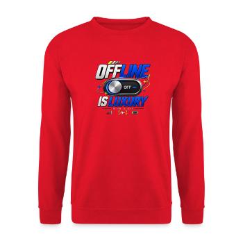 Offline ist Luxus - Unisex Pullover - Rot - Vorne - Alina (178cm) & Michal (187cm)