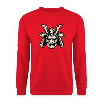 Samurai Helm Krieger Wappen - Unisex Pullover - Rot - Vorne - Alina (178cm) & Michal (187cm)