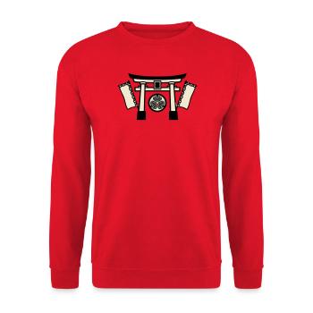 Torii Schrein Japan Logo - Unisex Pullover - Rot - Vorne - Alina (178cm) & Michal (187cm)