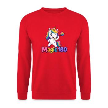 DARTZWERGE - Dart-Einhorn - Unisex Pullover - Rot - Vorne - Alina (178cm) & Michal (187cm)